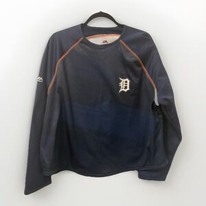 Detroit Tigers Majestic Therma‎ Base Vintage Pullover Size Large